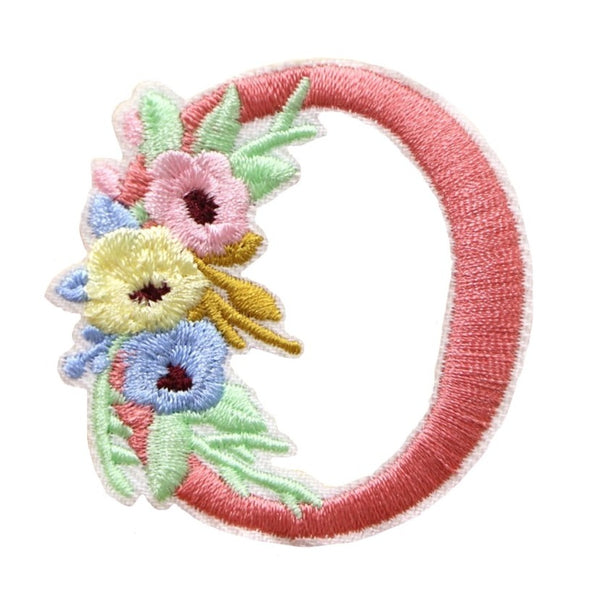 Cute 'Pink Letter O | Flowers' Embroidered Patch