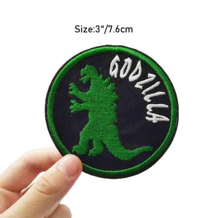 Green Godzilla 'Standing | Round' Embroidered Patch