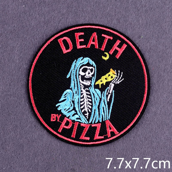 Death By Pizza 'Grim Reaper Eating Pizza' Embroidered Patch