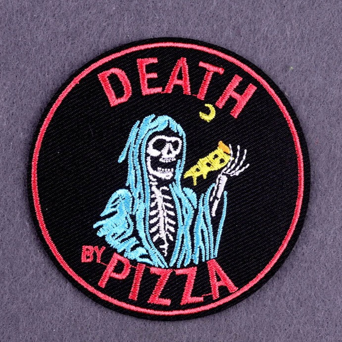 Death By Pizza 'Grim Reaper Eating Pizza' Embroidered Patch