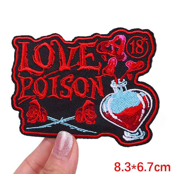 Love Poison 'Roses And Heart Bottle | 1.0' Embroidered Patch