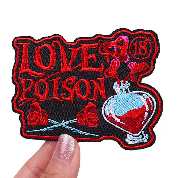 Love Poison 'Roses And Heart Bottle | 1.0' Embroidered Patch