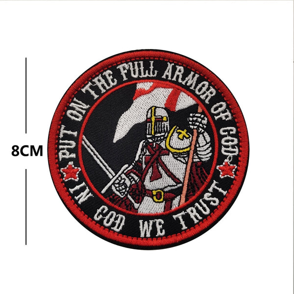 Quote 'Put On The Full Armor Of God' Embroidered Velcro Patch