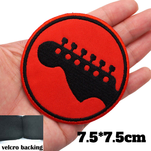 Guitar Headstock 'Six Tuning Pegs' Embroidered Velcro Patch