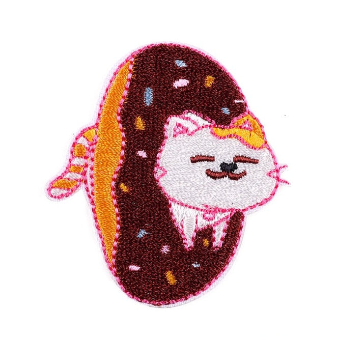 Cute 'Donut Cat | Smiling' Embroidered Patch