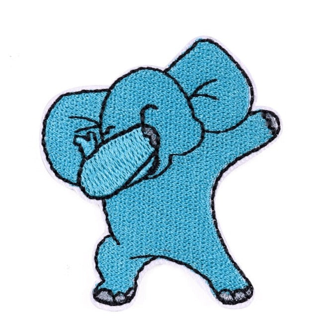 Cute 'Blue Elephant | Dabbing' Embroidered Patch
