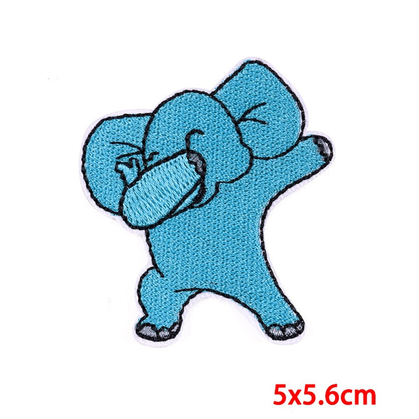 Cute 'Blue Elephant | Dabbing' Embroidered Patch