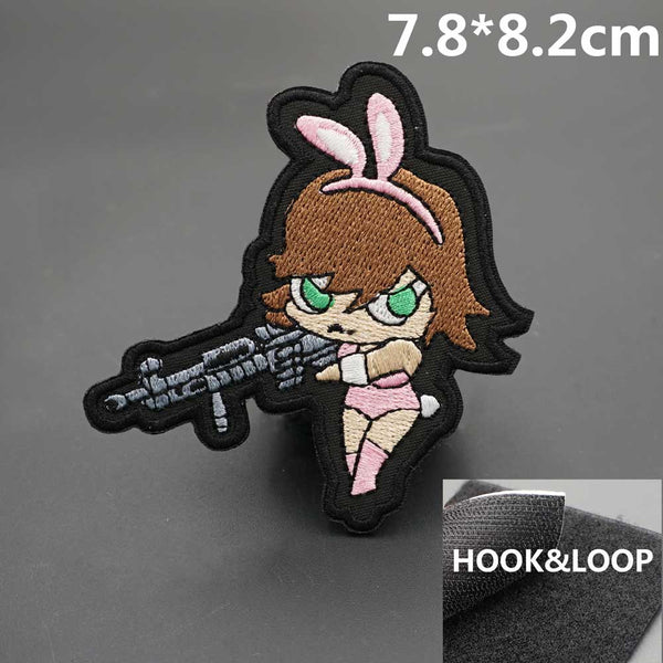 Cute 'Bunny Girl | Tactical Gun' Embroidered Velcro Patch