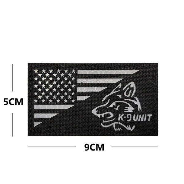 American Flag 'K-9 Unit | Reflective' Embroidered Velcro Patch