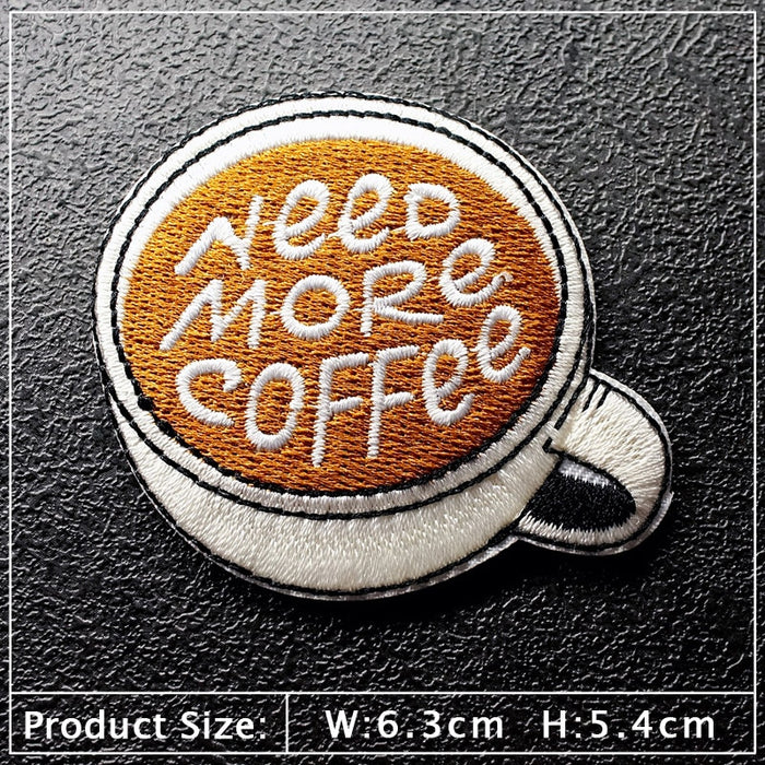 Mug 'Need More Coffee' Embroidered Patch