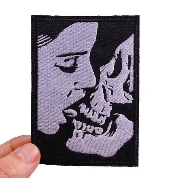 Skull 'Girl Kissing Skull' Embroidered Patch