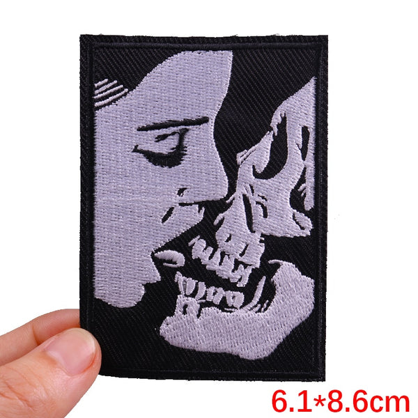 Skull 'Girl Kissing Skull' Embroidered Patch