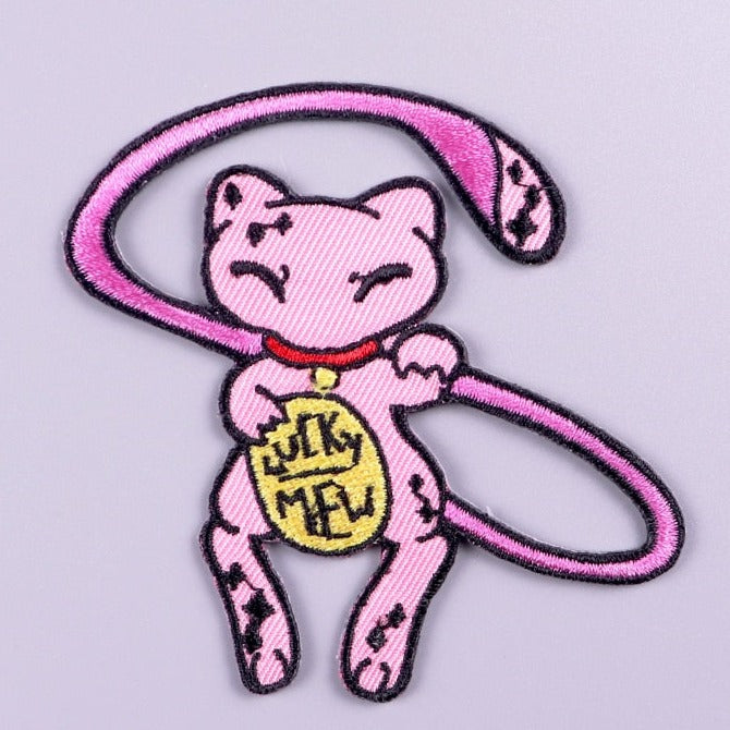 Cute Cat 'Lucky Mew' Embroidered Velcro Patch