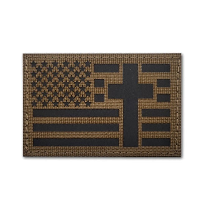 American Flag 'Cross' Embroidered Velcro Patch
