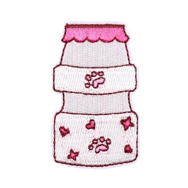 Cute Bottle 'Cat Paw Print' Embroidered Patch