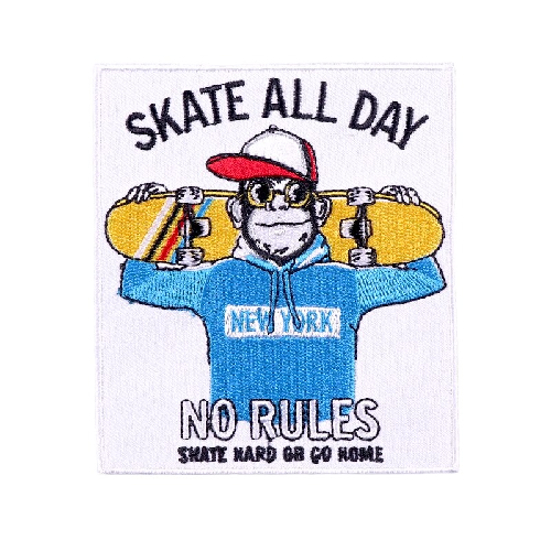 Cool 'Skate All Day | No Rules' Embroidered Patch