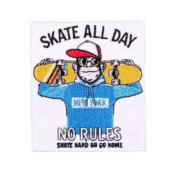 Cool 'Skate All Day | No Rules' Embroidered Patch