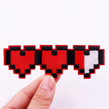Cute 'Three Pixel Hearts' Embroidered Patch