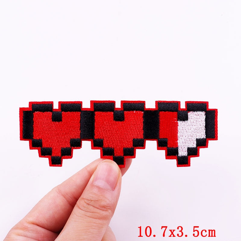 Cute 'Three Pixel Hearts' Embroidered Patch