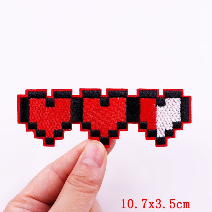 Cute 'Three Pixel Hearts' Embroidered Patch