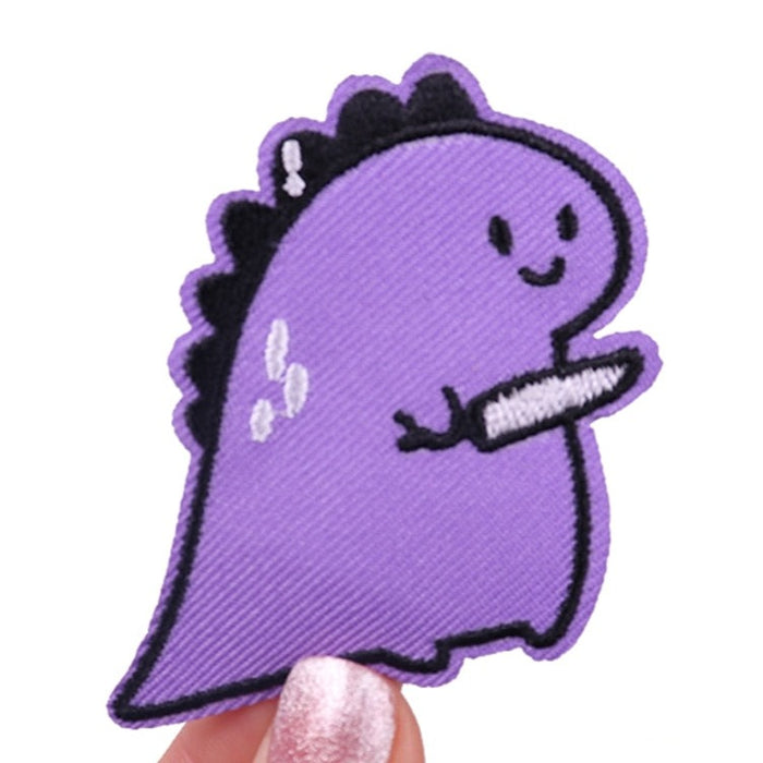 Cute 'Purple Dinosaur | Knife' Embroidered Patch