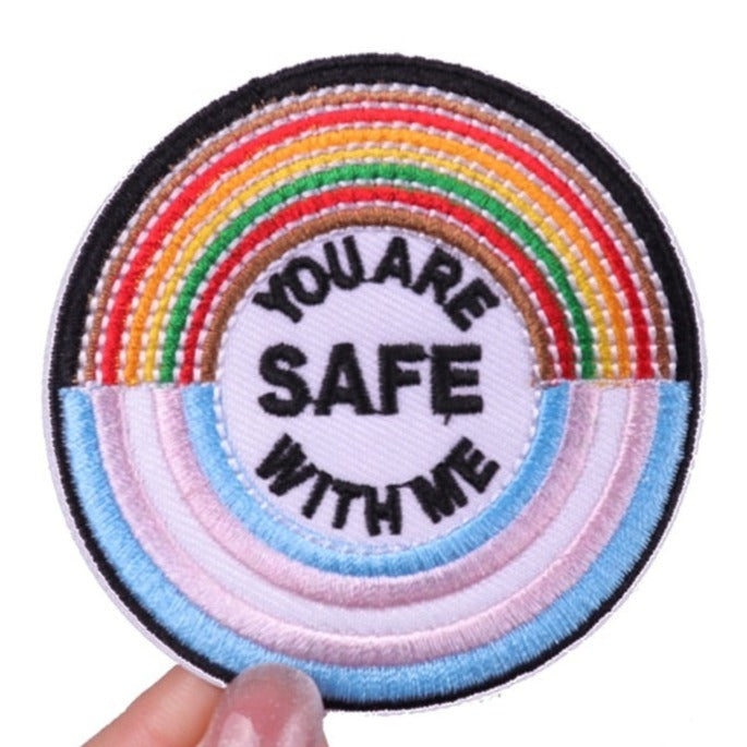 Rainbow 'You  Are Safe With Me' Embroidered Patch