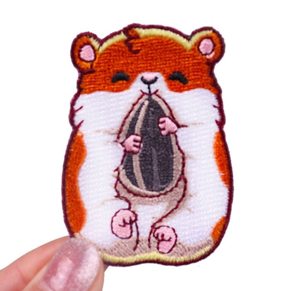 Cute 'Hamster | Eating Sunflower Seed' Embroidered Patch