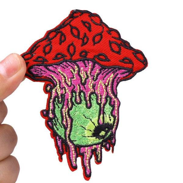 Red Mushroom 'Melting In Eyeball' Embroidered Patch