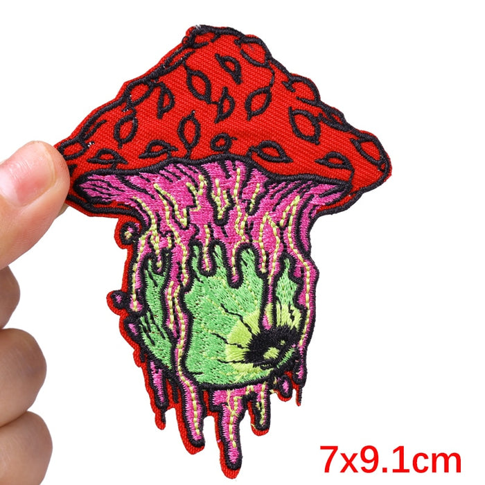 Red Mushroom 'Melting In Eyeball' Embroidered Patch