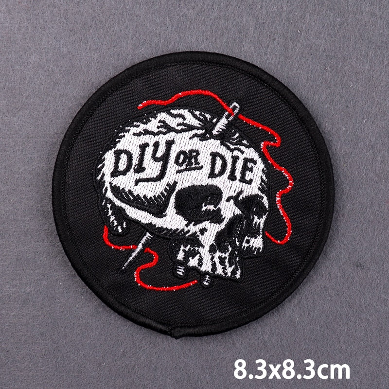 Skull 'DIY or Die' Embroidered Patch
