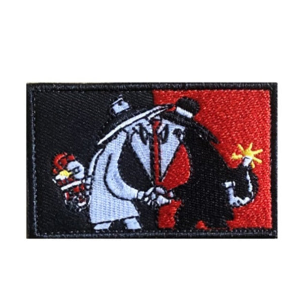 Spy vs. Spy 'Black And White Spy | Logo' Embroidered Velcro Patch