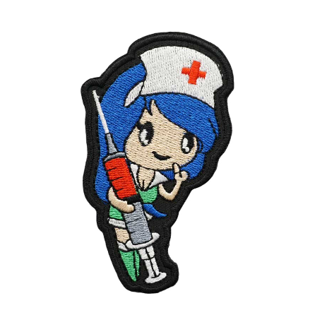 Cute 'Nurse Girl | Big Syringe' Embroidered Velcro Patch