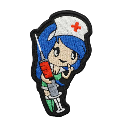 Cute 'Nurse Girl | Big Syringe' Embroidered Patch