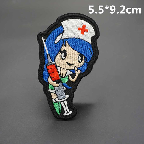 Cute 'Nurse Girl | Big Syringe' Embroidered Patch