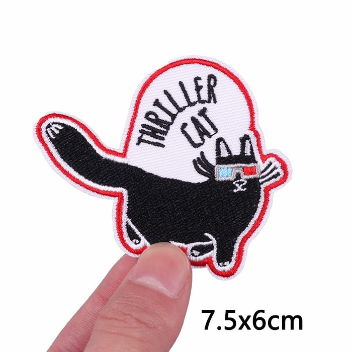 Cool 'Black Cat | Thriller Cat' Embroidered Velcro Patch