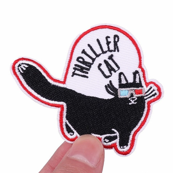 Cool 'Black Cat | Thriller Cat' Embroidered Velcro Patch