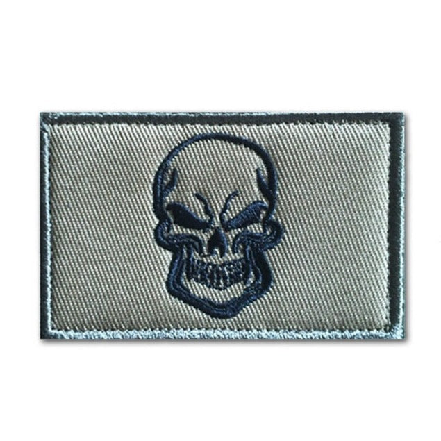 Creepy Skull 'Grinning' Embroidered Velcro Patch