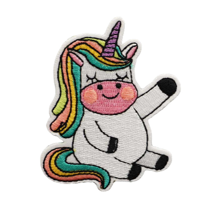 Unicorn 'Sitting | Raising Hand' Embroidered Velcro Patch