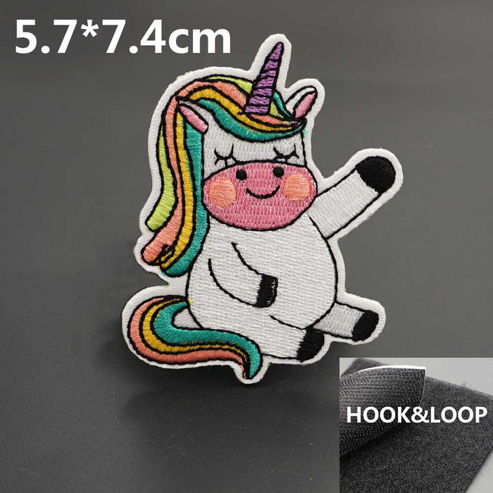 Unicorn 'Sitting | Raising Hand' Embroidered Velcro Patch