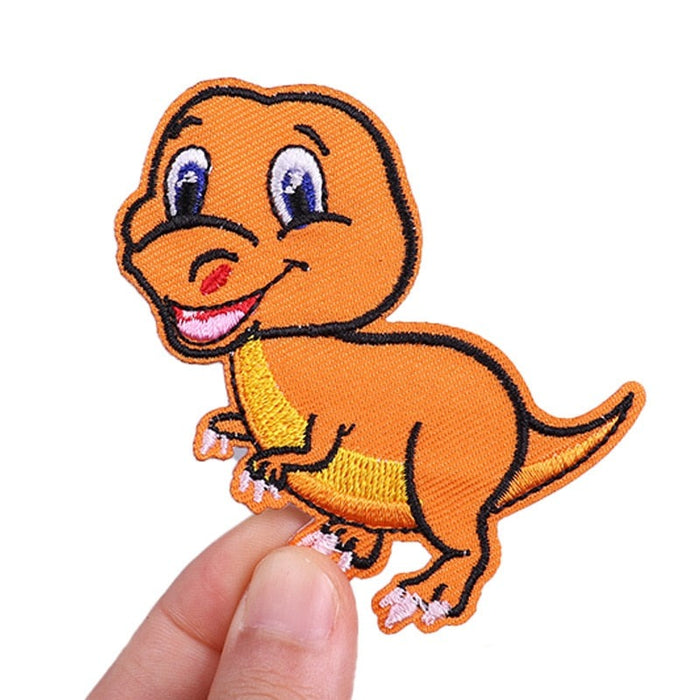 Cute 'Orange Dinosaur | Happy' Embroidered Patch