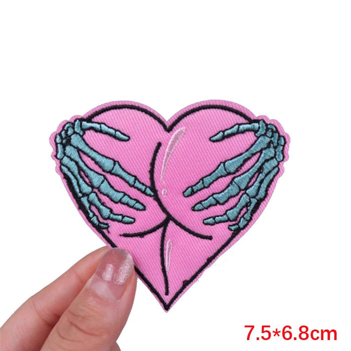 Funny 'Skeleton Hand | Butt Heart' Embroidered Patch