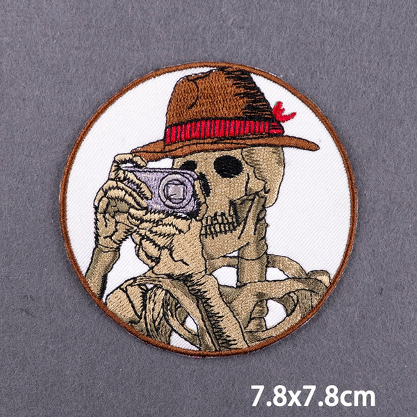 Skeleton 'Taking Picture' Embroidered Patch