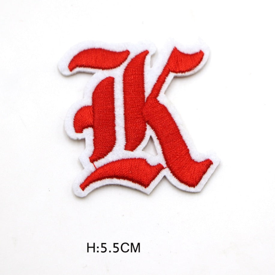 Gothic Font 'Letter K' Embroidered Patch