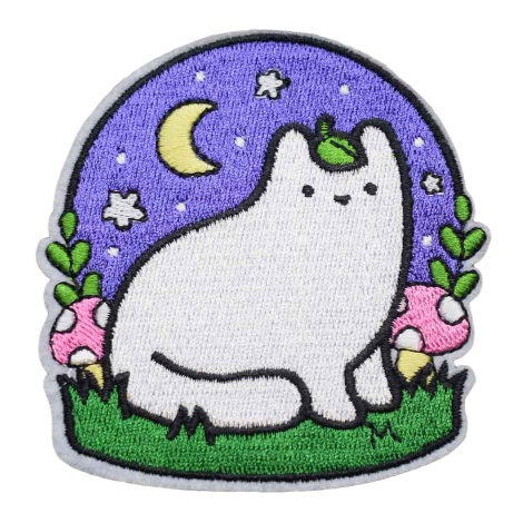 Cute Cat 'Sitting In Garden' Embroidered Patch