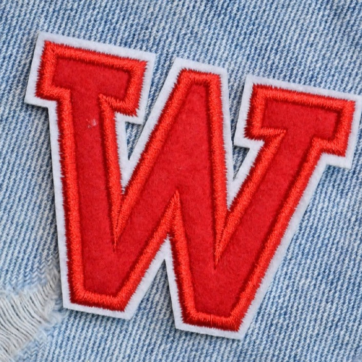 Letter W 'Red' Embroidered Patch