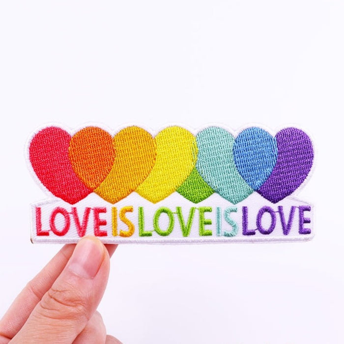 Colored Hearts 'Love Is Love Is Love' Embroidered Patch