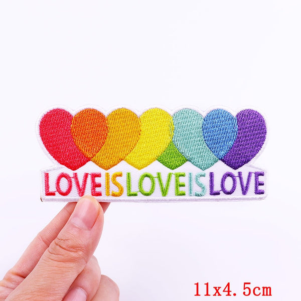 Colored Hearts 'Love Is Love Is Love' Embroidered Patch