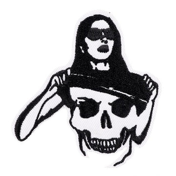 Skull 'Girl Taking Off Shirt' Embroidered Patch
