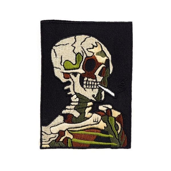 Camouflage Skull 'Smoking' Embroidered Patch