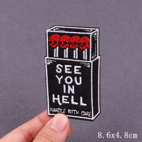 Skull Matchstick 'See You In He**' Embroidered Patch